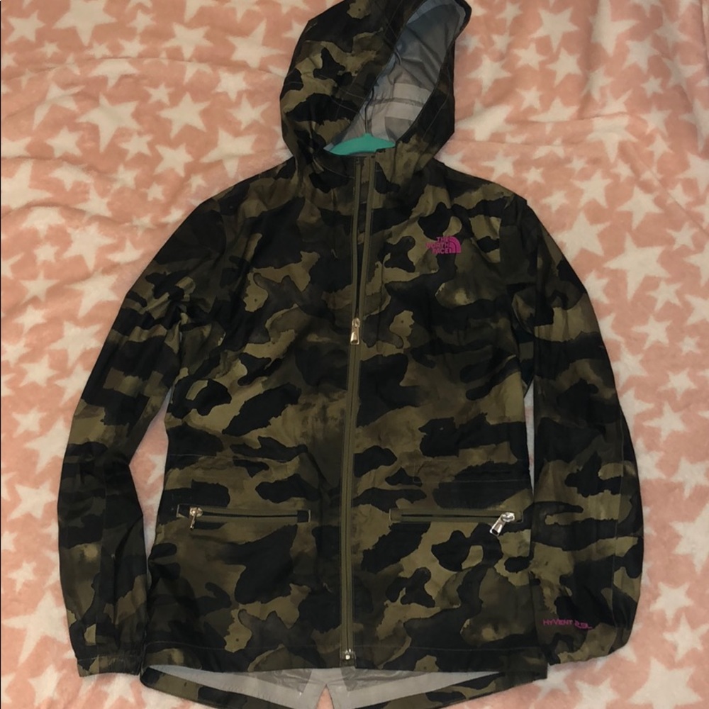 Camo Northface rain jacket